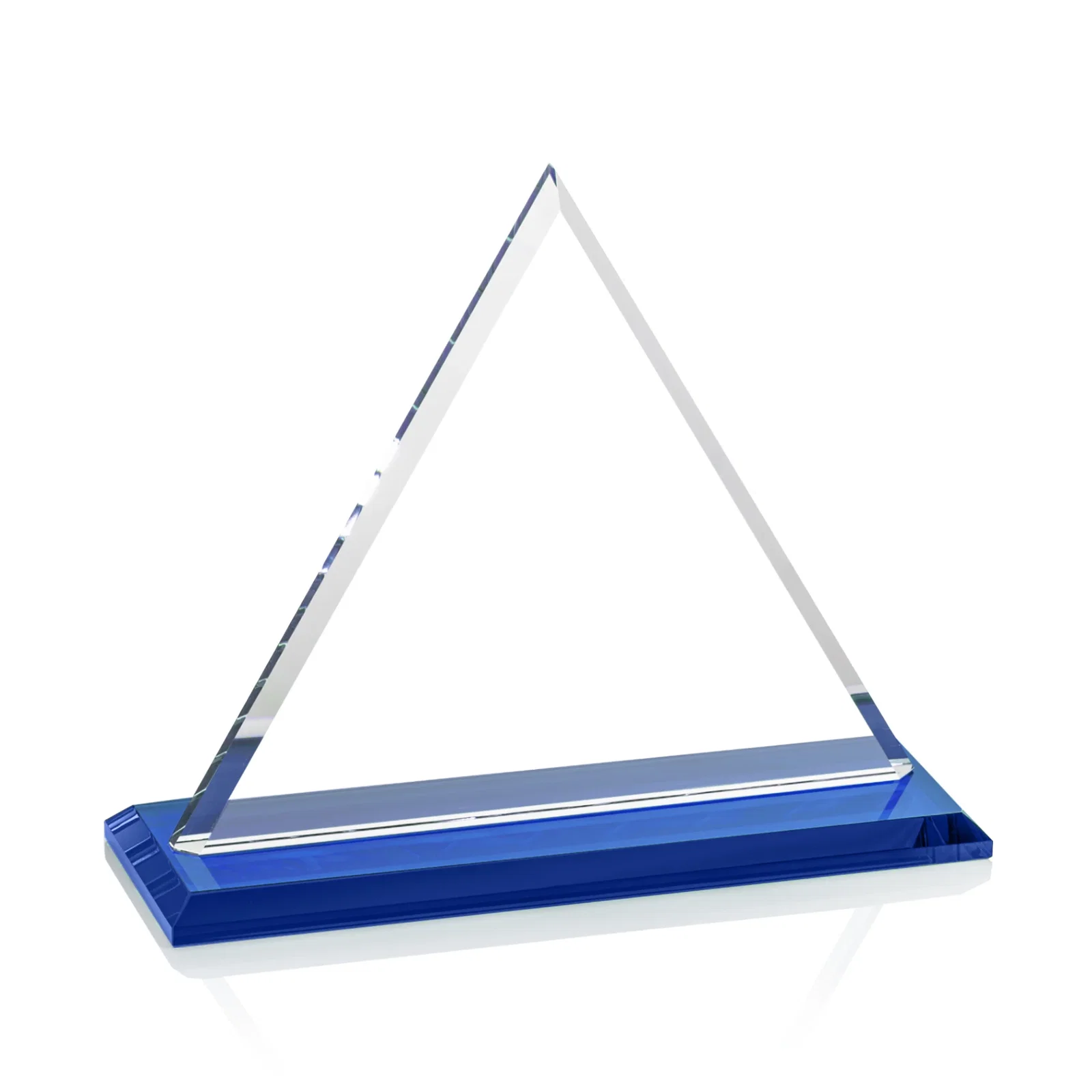 Personalized Starfire Crystal Triangle Award With Contrasting White Base, with your logo for employee recognition