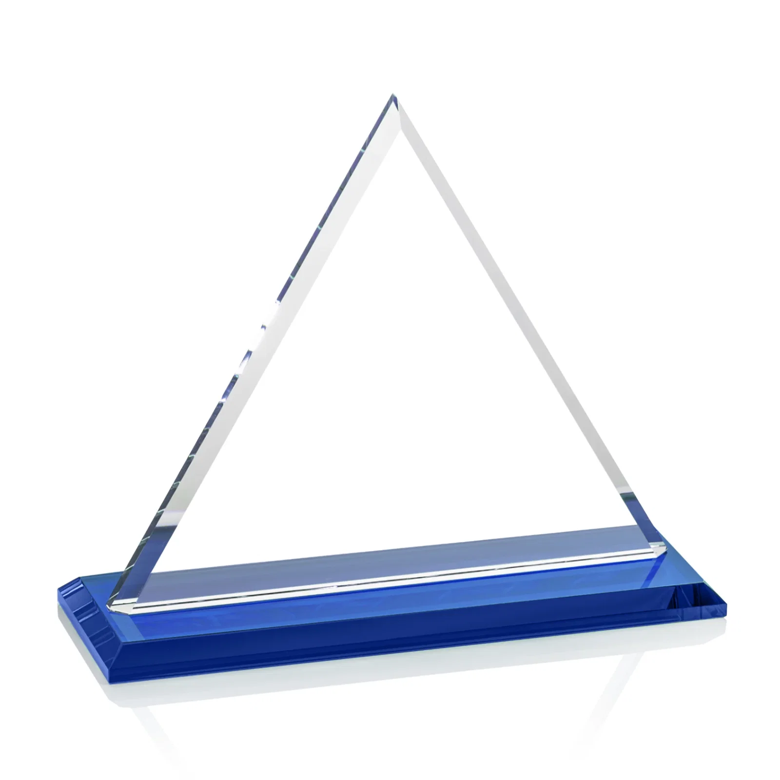 Personalized Starfire Crystal Triangle Award With Contrasting White Base, with your logo for corporate award ceremonies