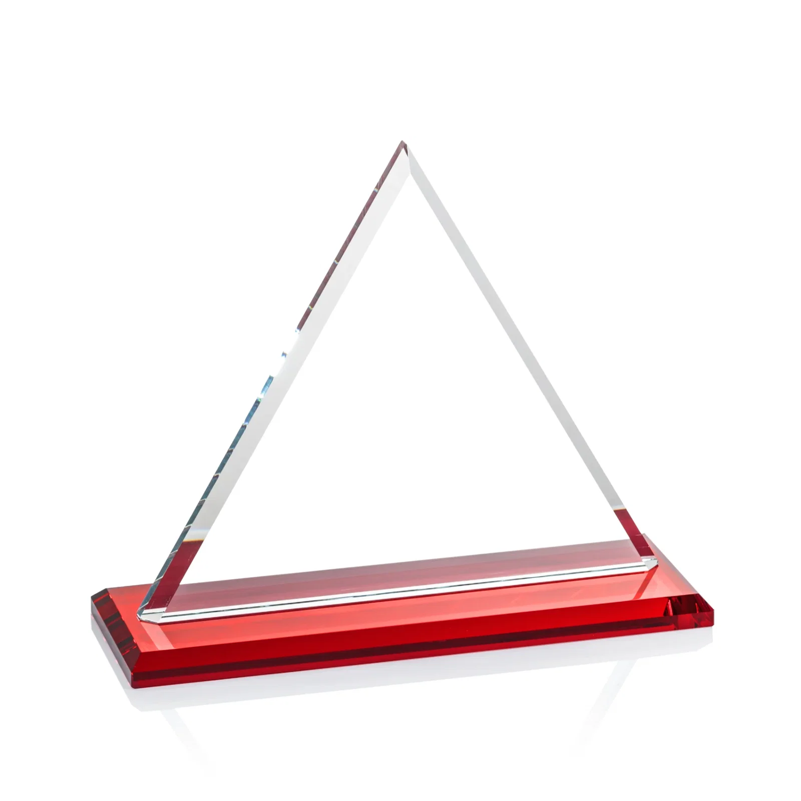 Personalized Starfire Crystal Triangle Award With Contrasting White Base, with your logo for service anniversary gifts