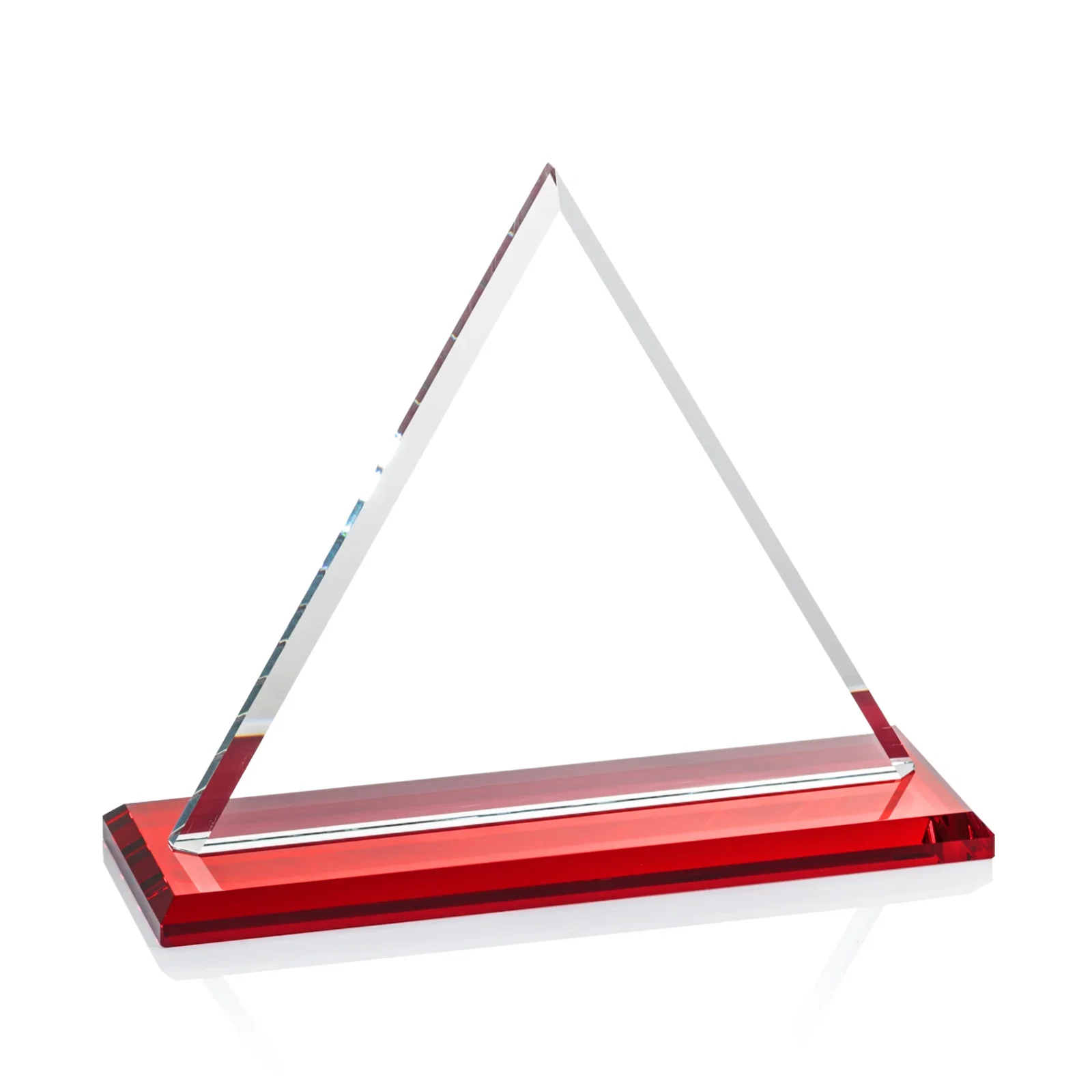 Personalized Starfire Crystal Triangle Award With Contrasting White Base, with your logo for sales achievement awards