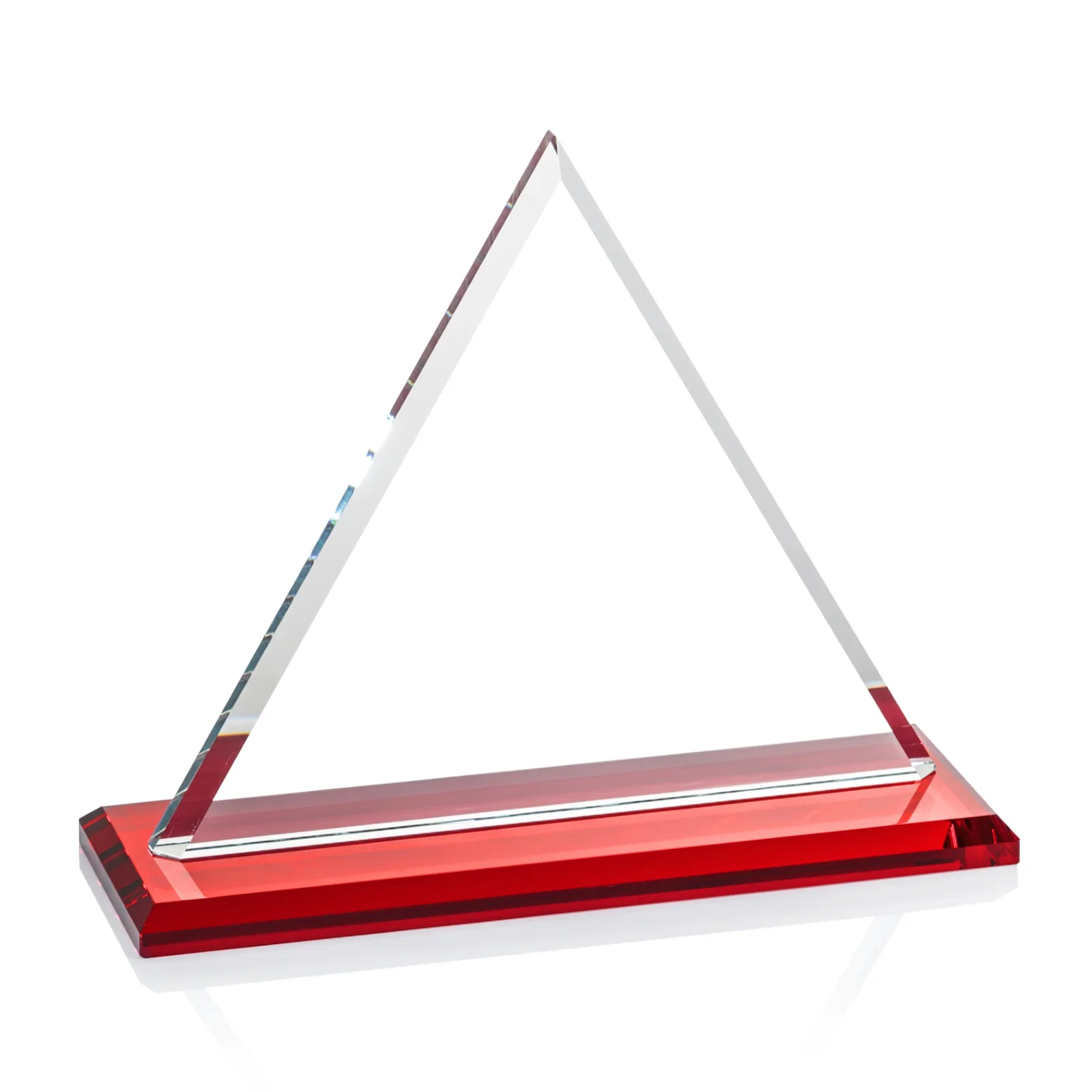 Personalized Starfire Crystal Triangle Award With Contrasting White Base, with your logo for retirement presentations