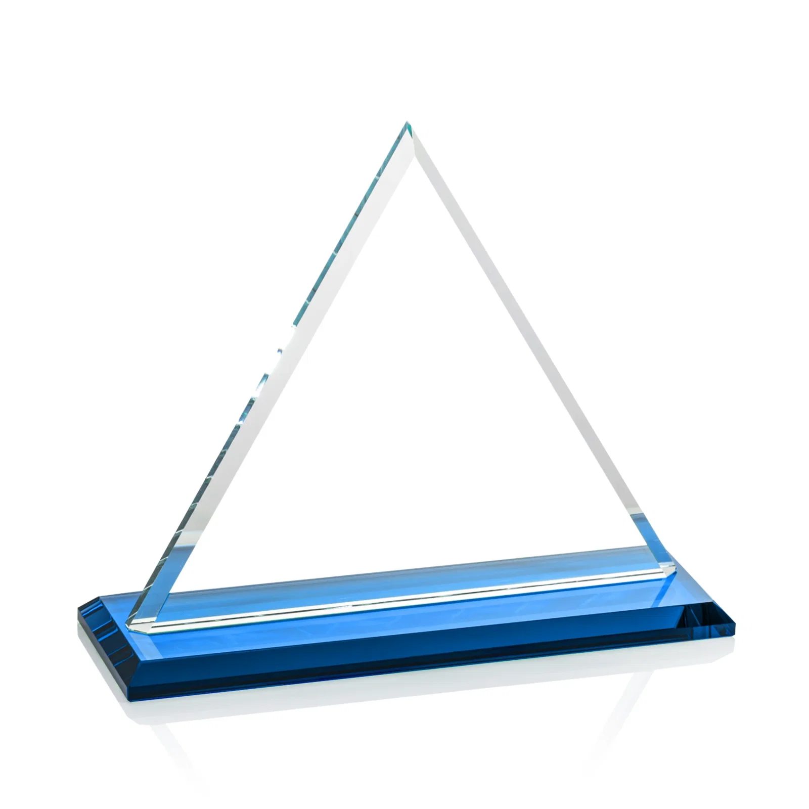 Personalized Starfire Crystal Triangle Award With Contrasting White Base, with your logo for donor appreciation