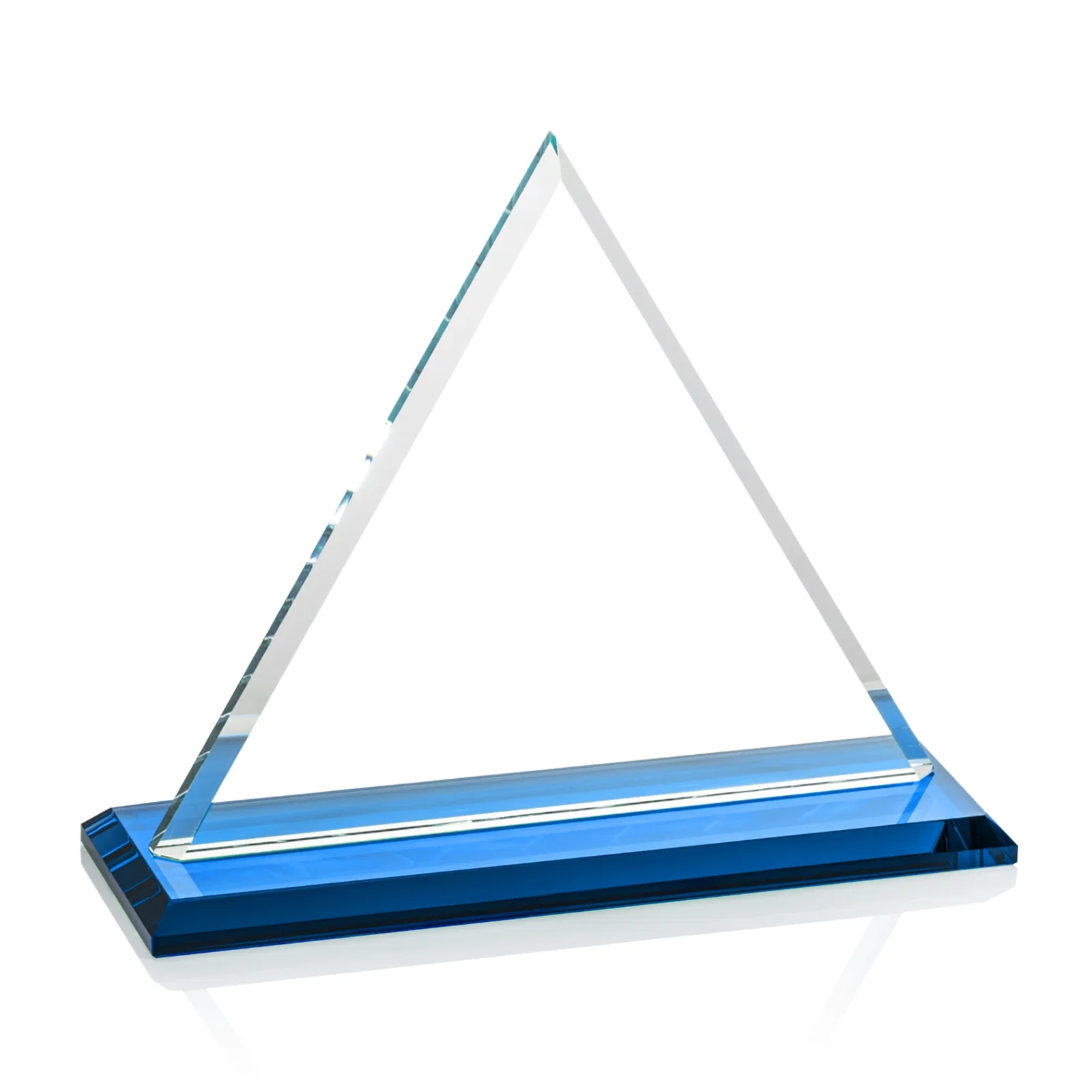 Personalized Starfire Crystal Triangle Award With Contrasting White Base, with your logo for graduation ceremonies