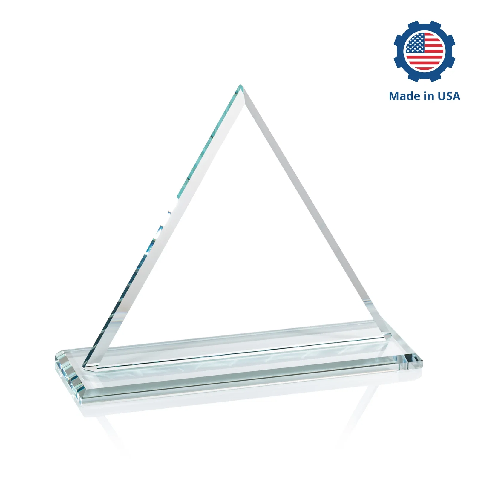 Personalized Starfire Crystal Triangle Award With Contrasting White Base, with your logo for safety achievement programs