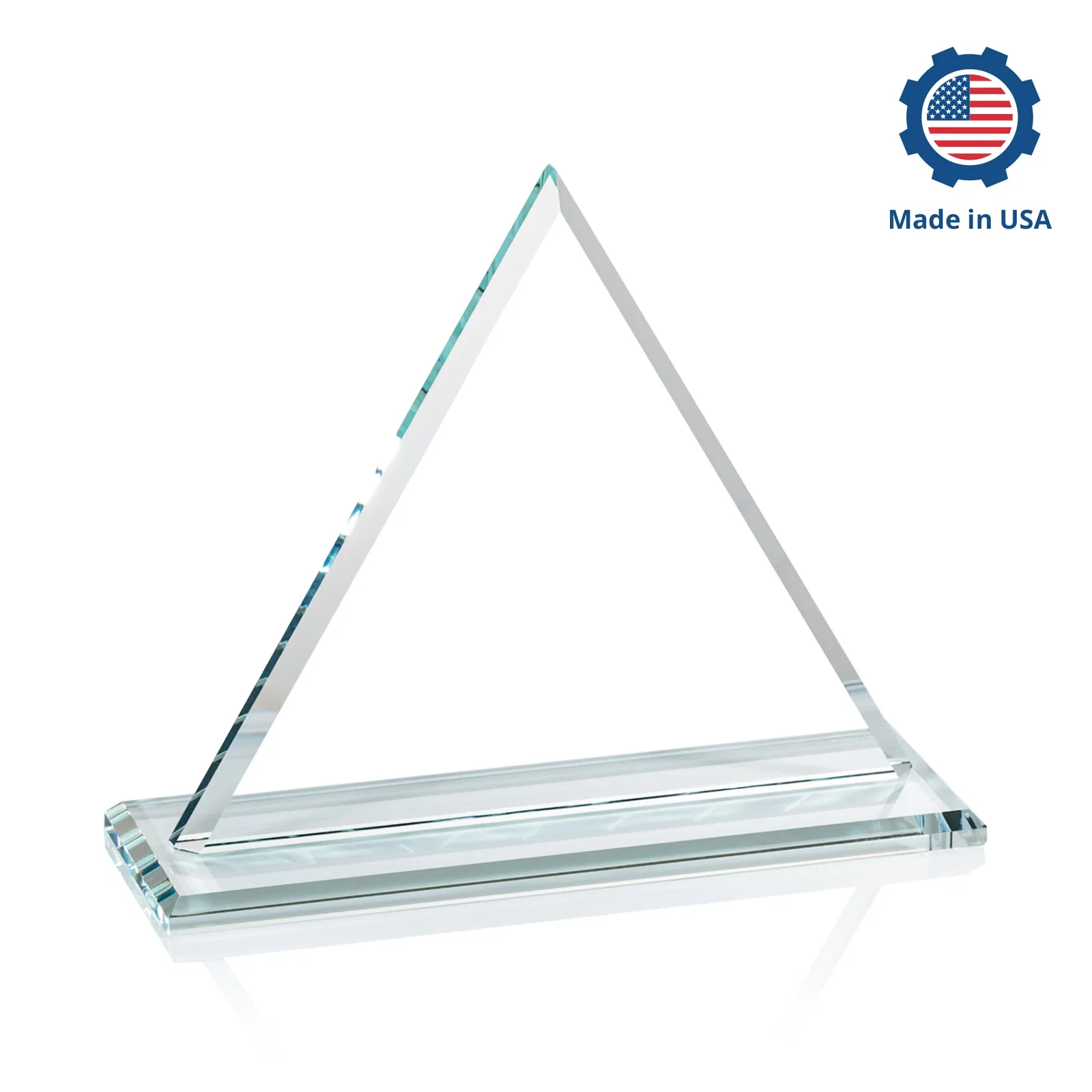 Personalized Starfire Crystal Triangle Award With Contrasting White Base, with your logo for volunteer appreciation