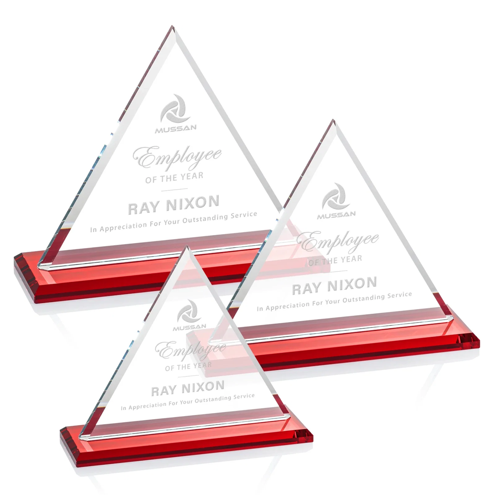 Promotional Starfire Crystal Triangle Award With Contrasting White Base for team milestone celebrations