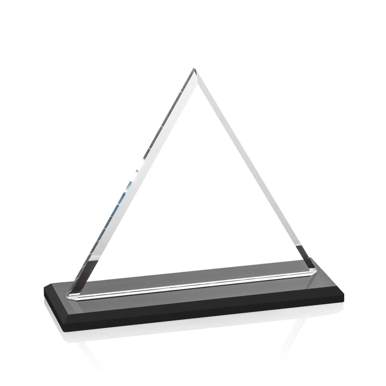 Custom engraved Starfire Crystal Triangle Award With Contrasting White Base for safety achievement programs