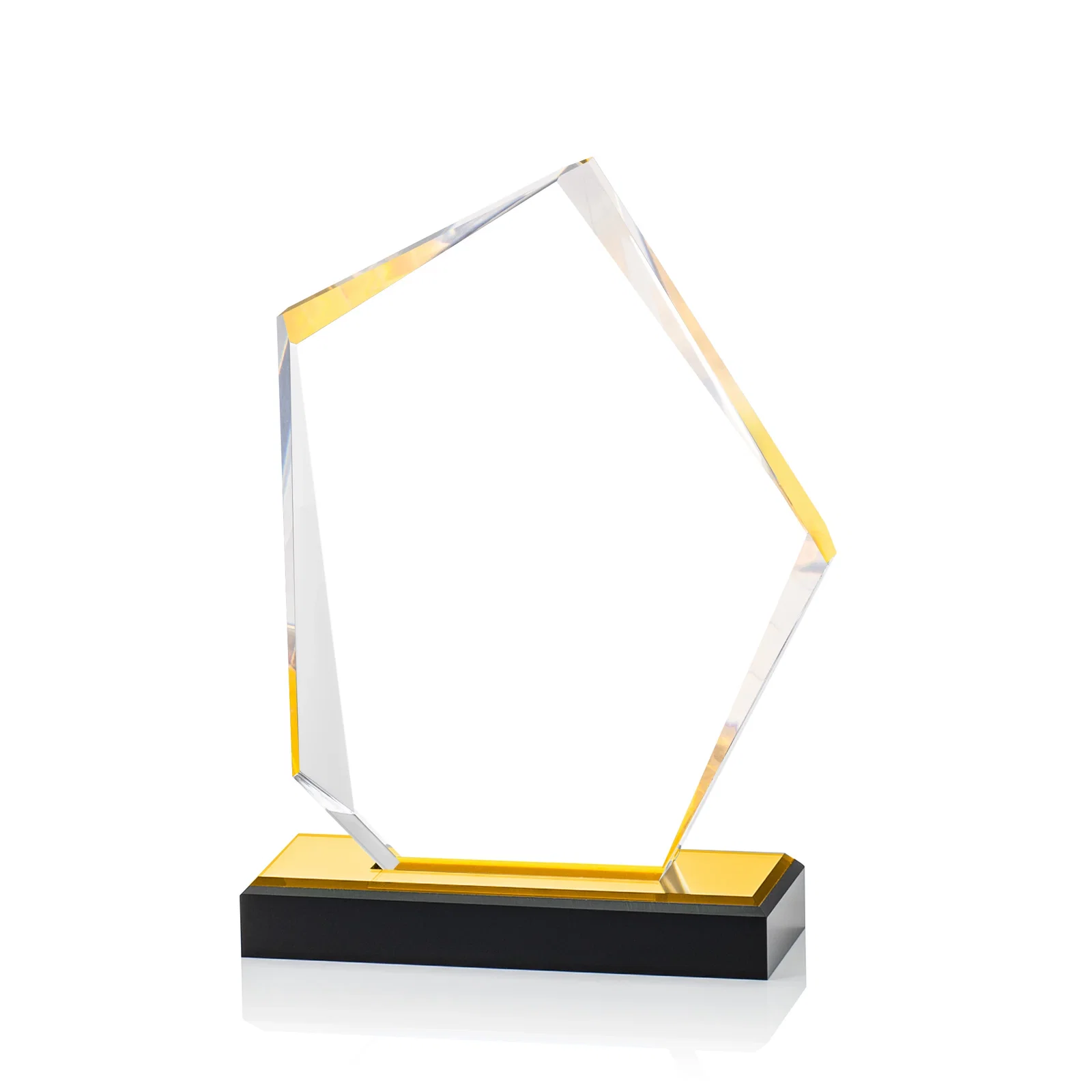 Promotional Faceted Acrylic Award with Blue Reflective Frame on Ebony Base for sales achievement awards
