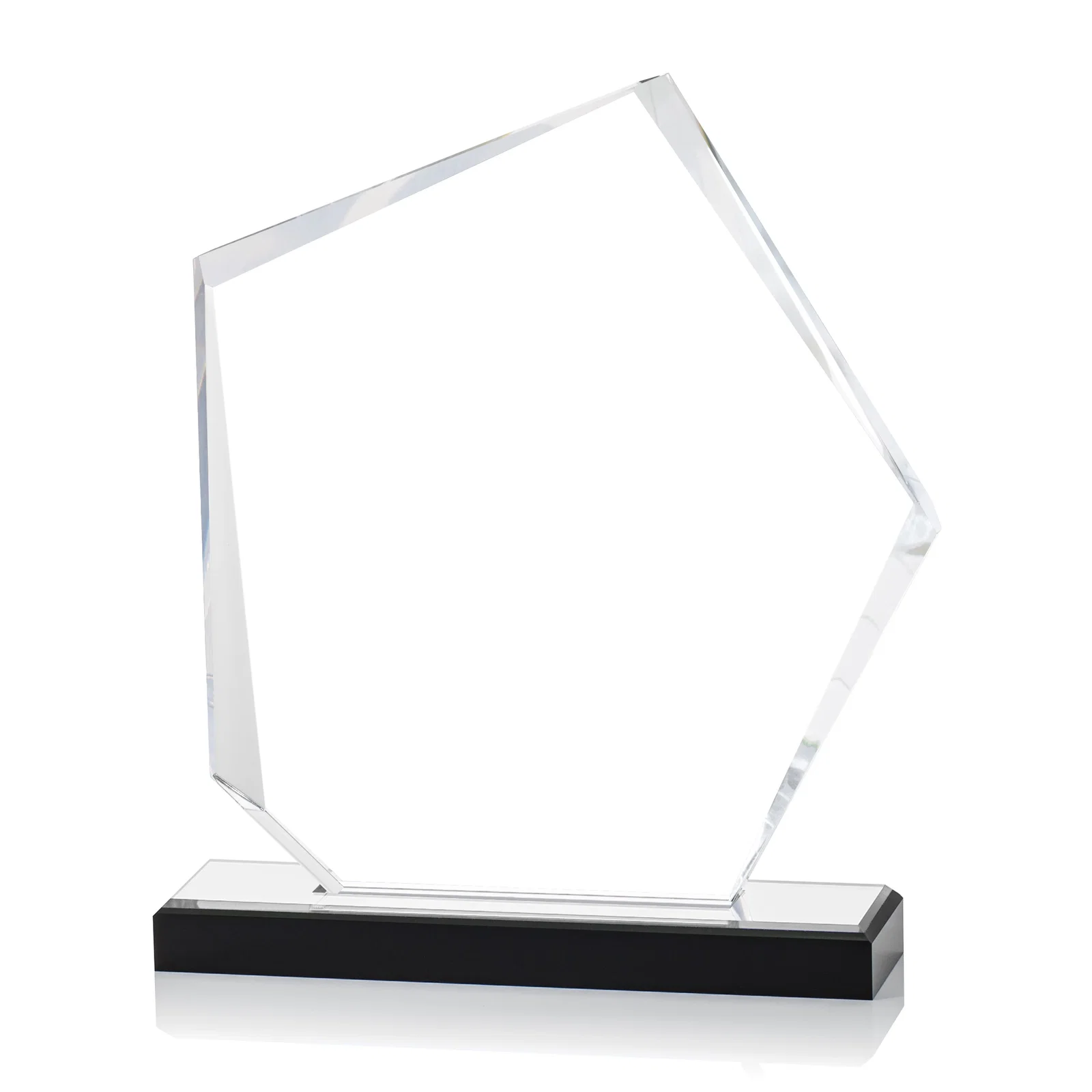 Promotional Faceted Acrylic Award with Blue Reflective Frame on Ebony Base for safety achievement programs