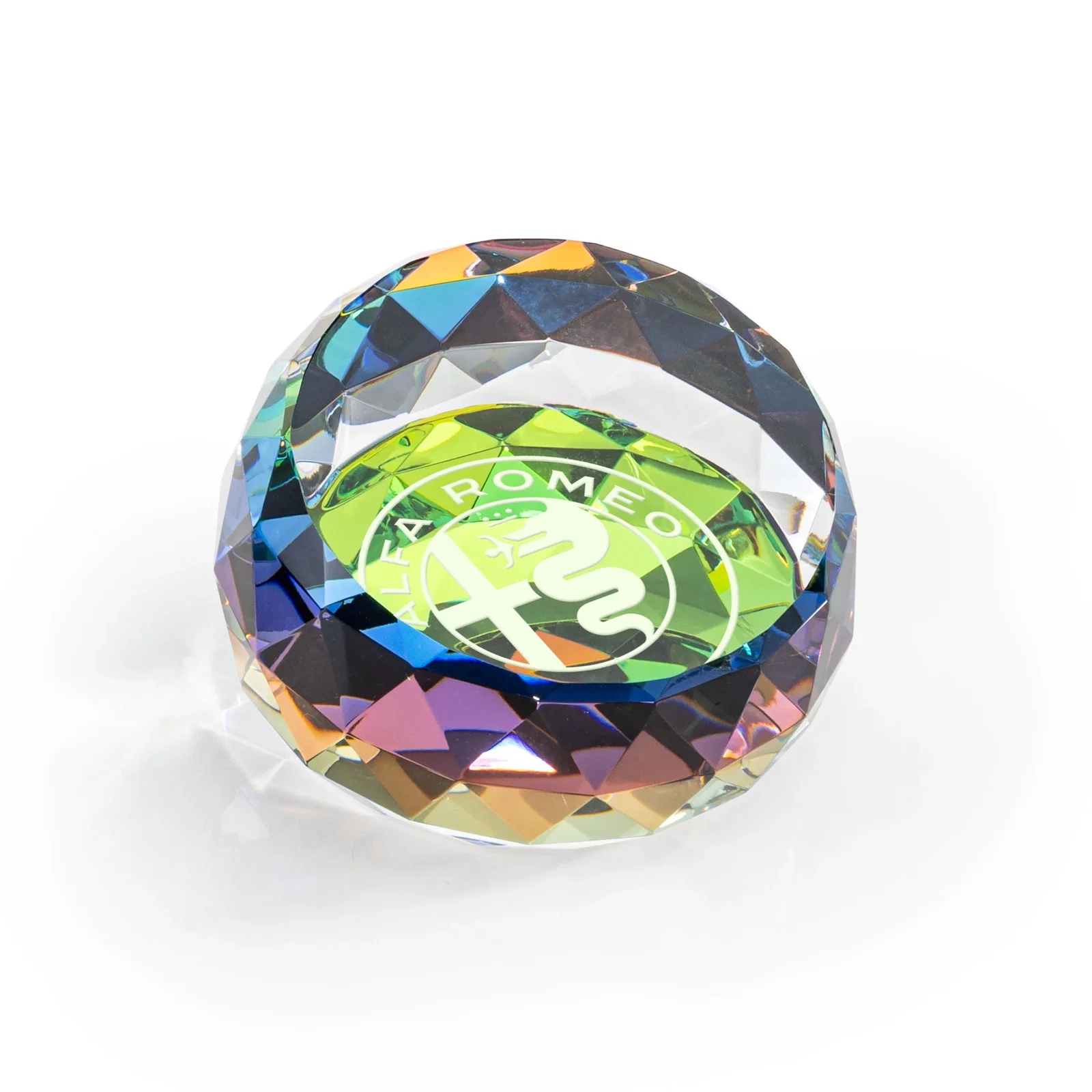 Custom Faceted Oval Dome Crystal Paperweight, 3" x 2", client appreciation gift for employee recognition