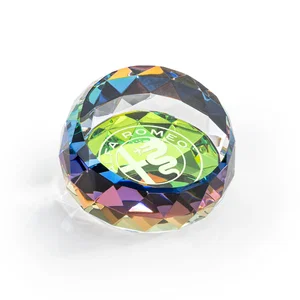 Faceted Oval Dome Crystal Paperweight, 3" x 2"