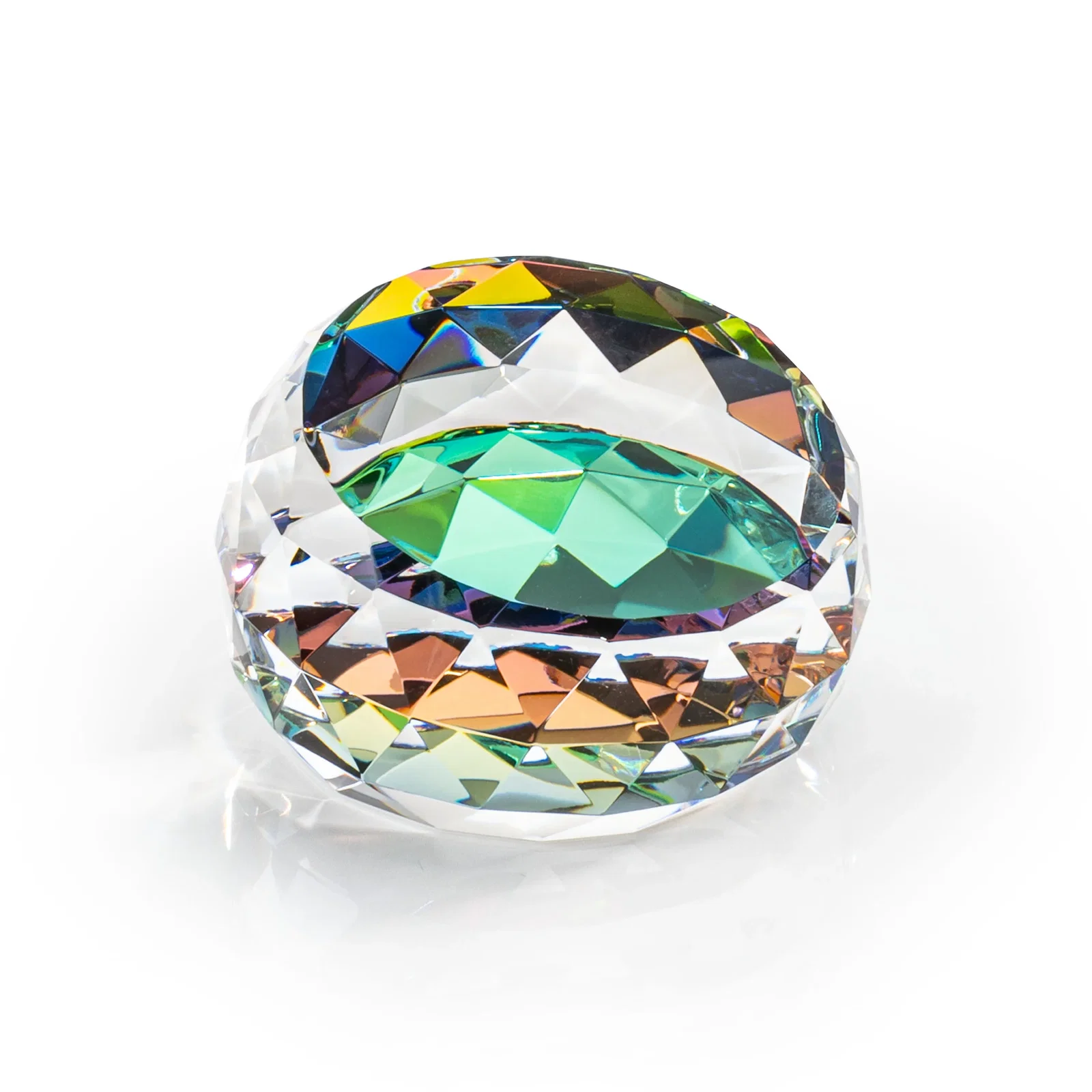 Custom Faceted Oval Dome Crystal Paperweight, 3" x 2", client appreciation gift for corporate award ceremonies