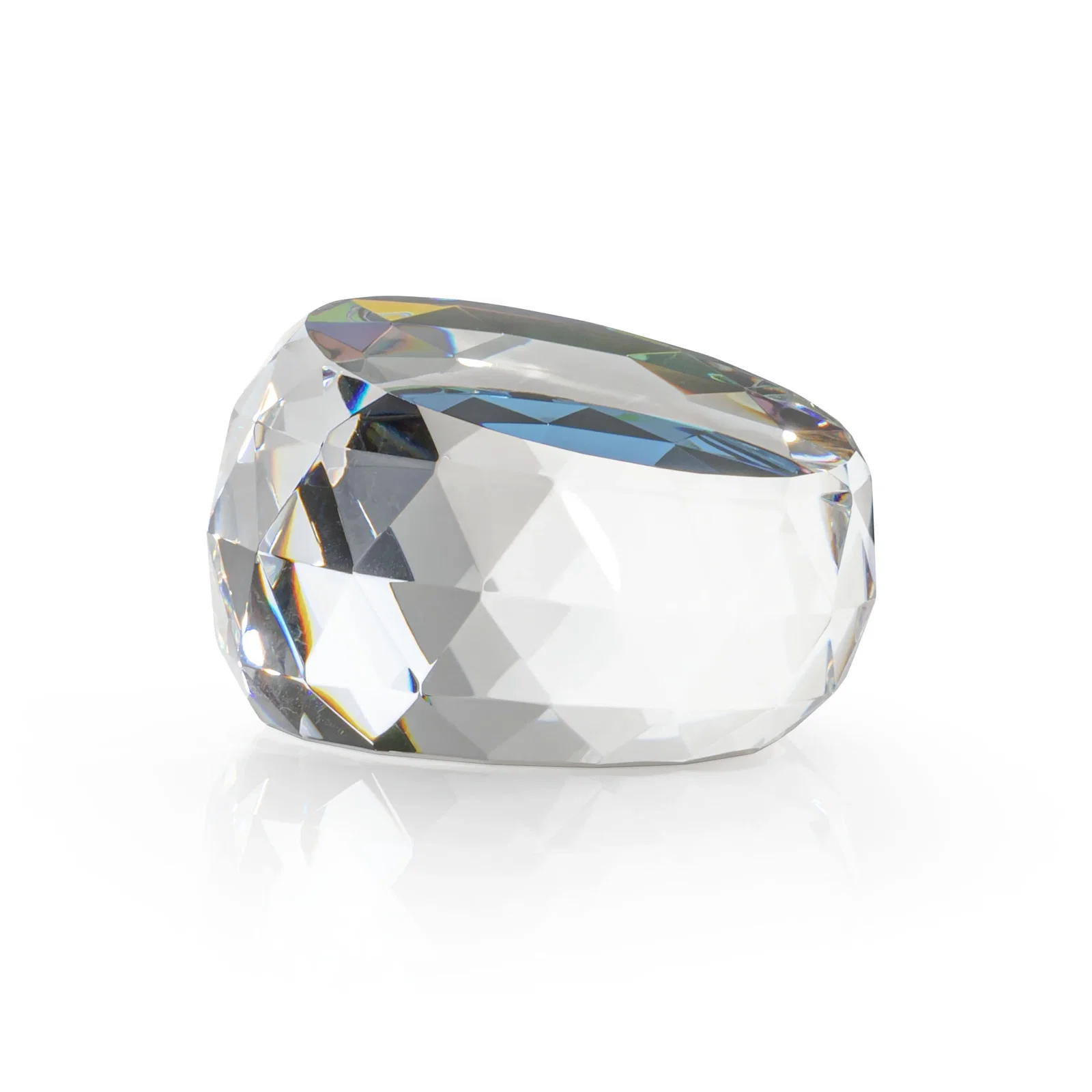 Custom Faceted Oval Dome Crystal Paperweight, 3" x 2", client appreciation gift for sales achievement awards
