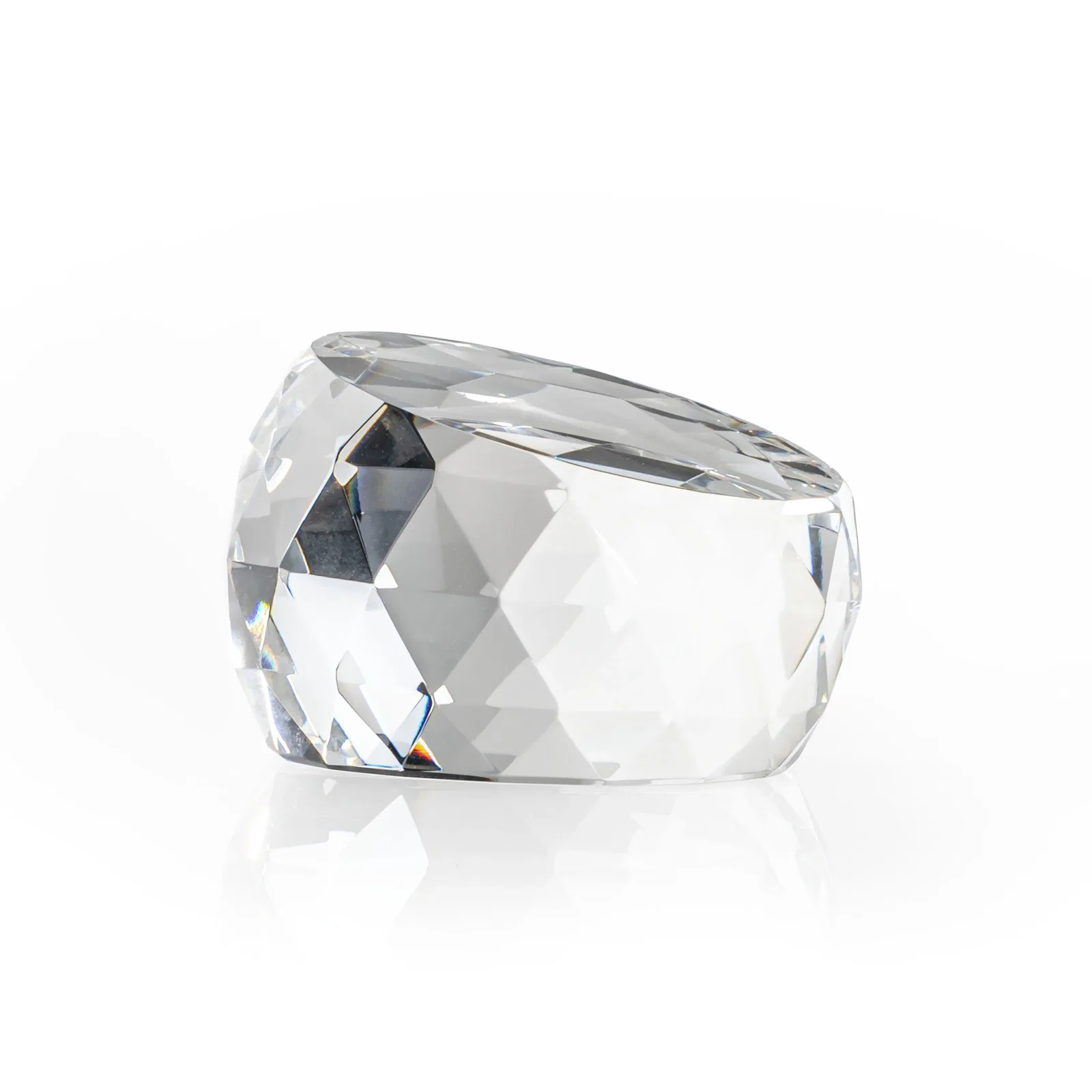 Custom Faceted Oval Dome Crystal Paperweight, 3" x 2", client appreciation gift for donor appreciation