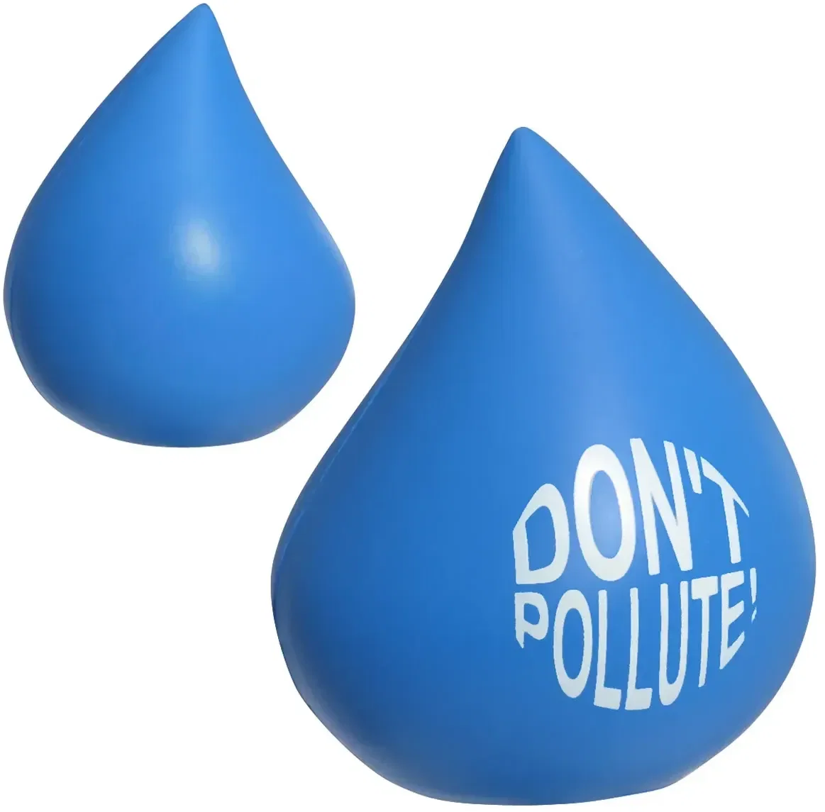 Custom Droplet Stress Reliever, branded water-drop squeeze toy back view with promotional logo panel