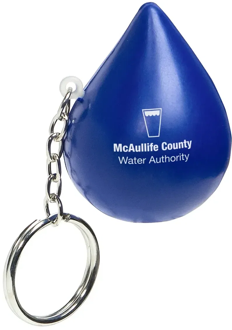 Droplet Stress Reliever Keychain, custom logo water-droplet promotional stress ball on keys, front