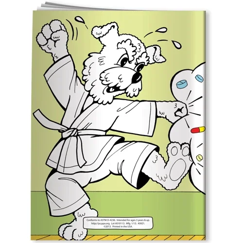 Pack of 4 non-toxic Fun Pak imprinted crayons with Drug Free coloring book