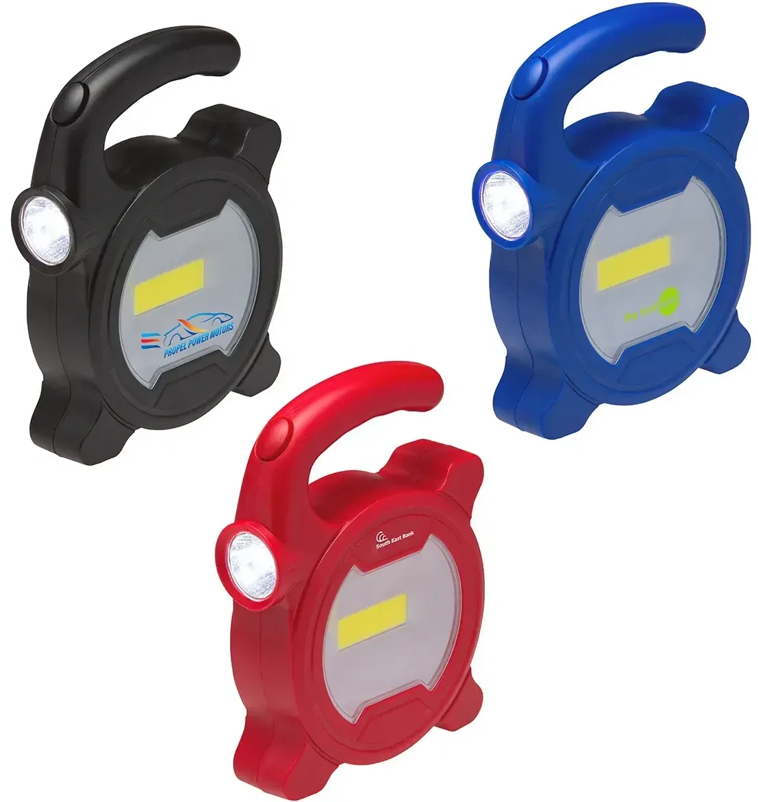 Dual Beam COB + LED Work Light, custom branded work light front view with LED torch