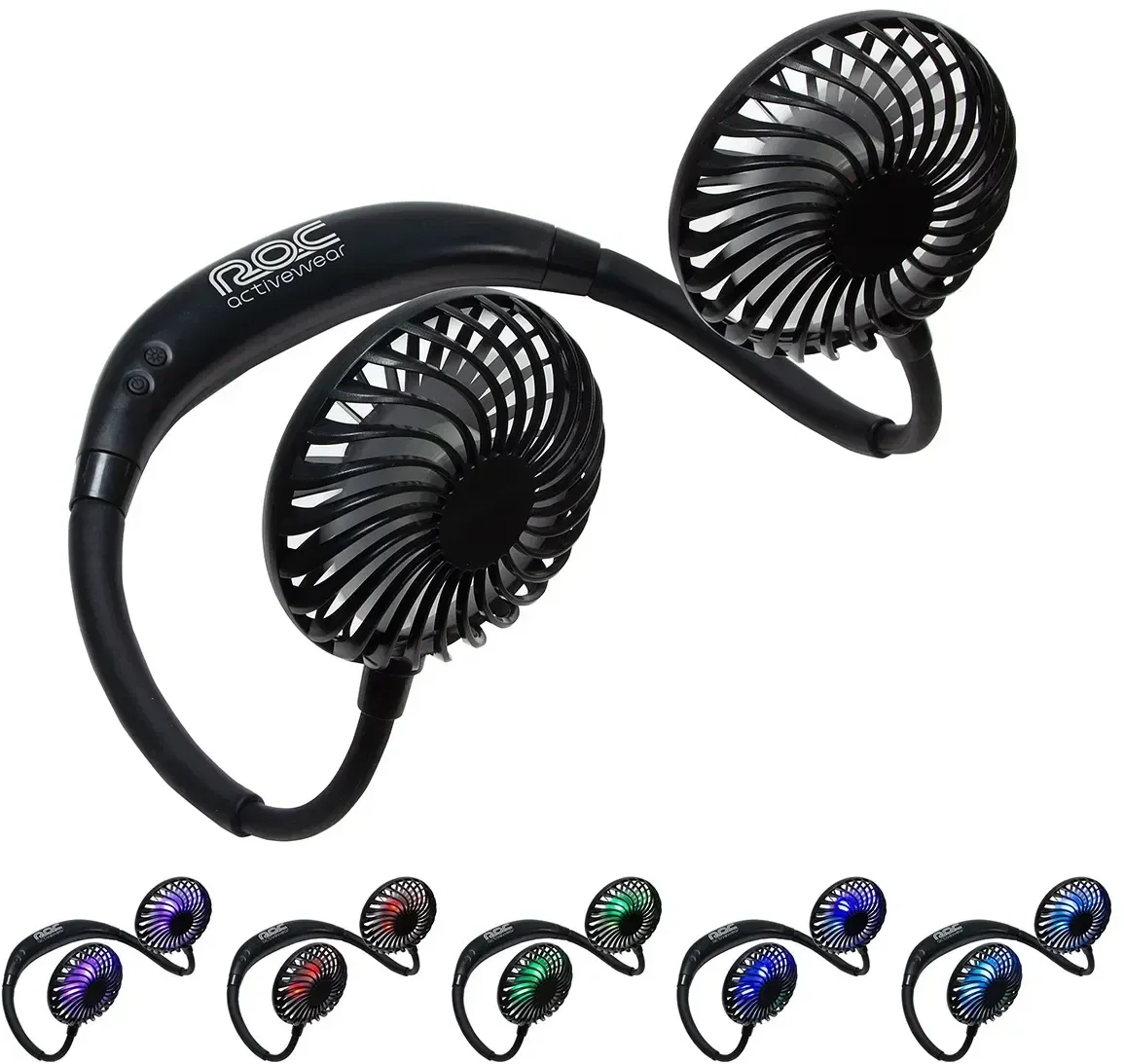 Promotional Dual Breeze neck fan color option with branded imprint area