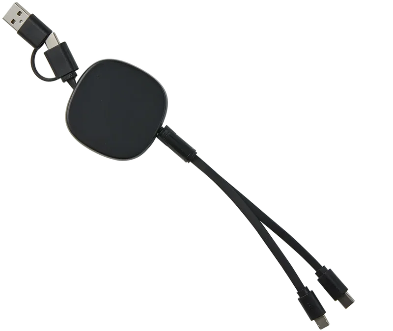Custom Retractable Bamboo Charge-It™ Cable - 3-in-1 — view 5