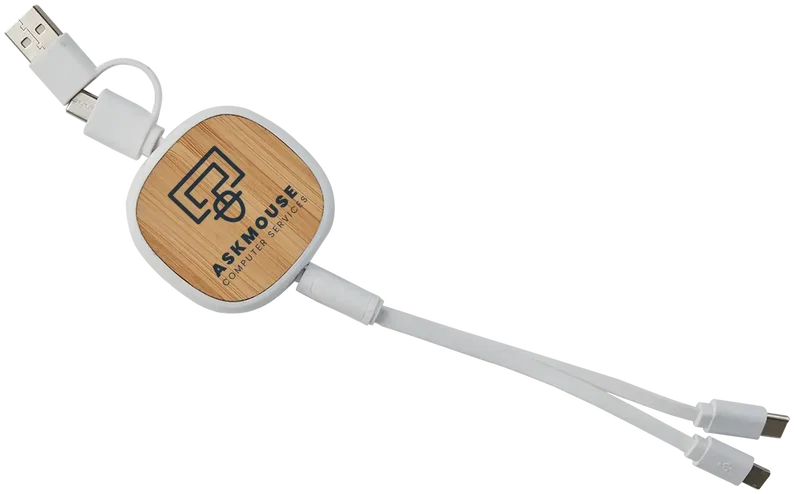 Custom Retractable Bamboo Charge-It™ Cable - 3-in-1 — view 6