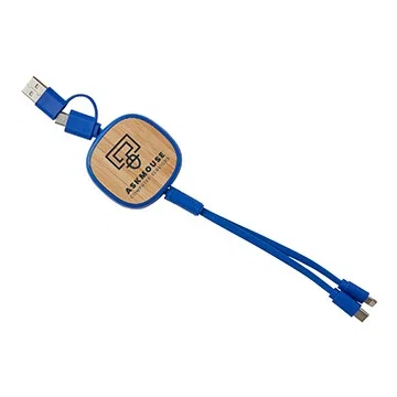 Dual Input 3-in-1 Retractable Bamboo Charge-It™ Cable — view 7