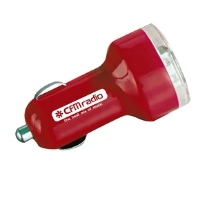 Dual Port 2.1 Amp Car USB Charger, 2.38" x 1.25" Plastic, 1-Color Imprint