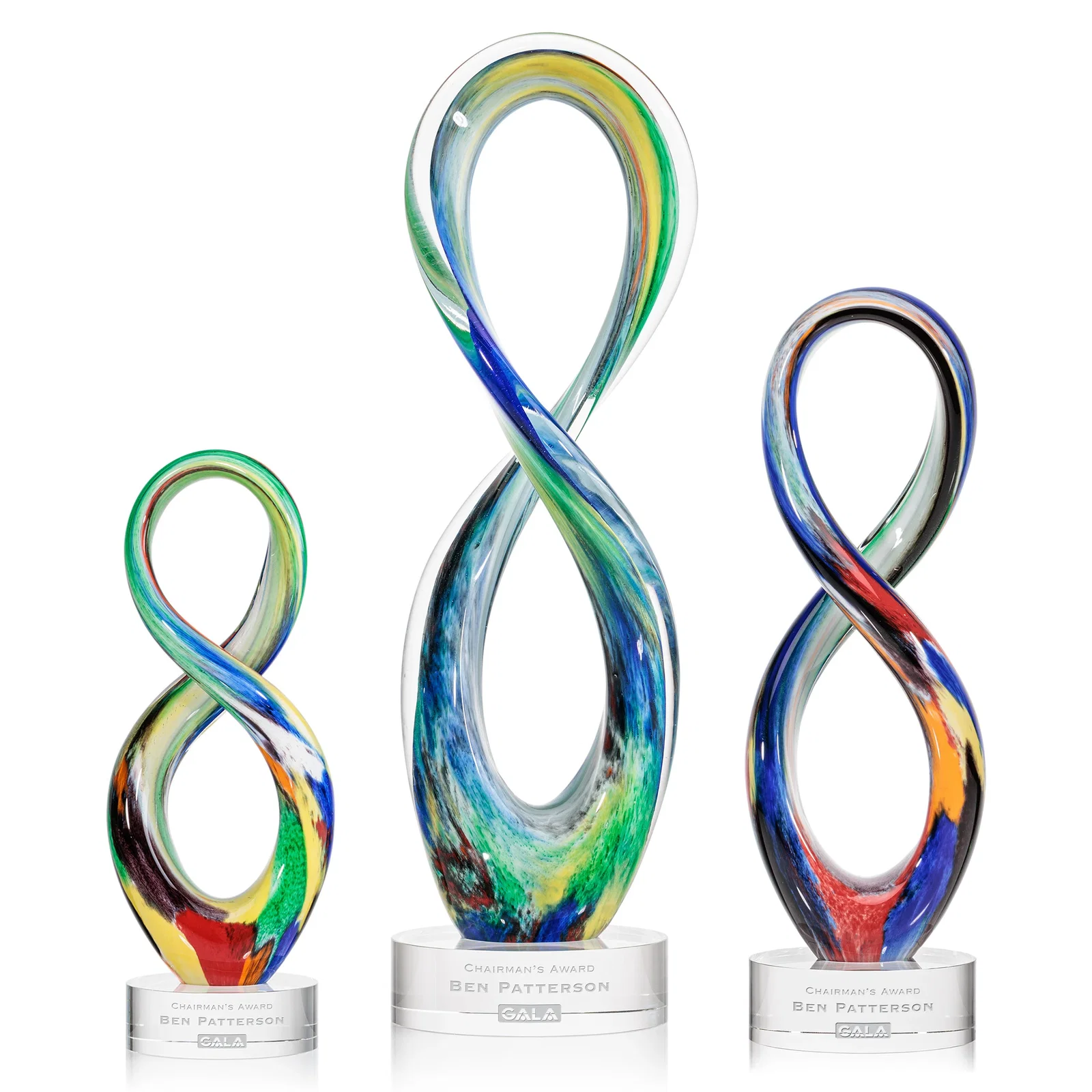 Custom Free Form Art Glass and Optical Crystal Sculpture Award for employee recognition