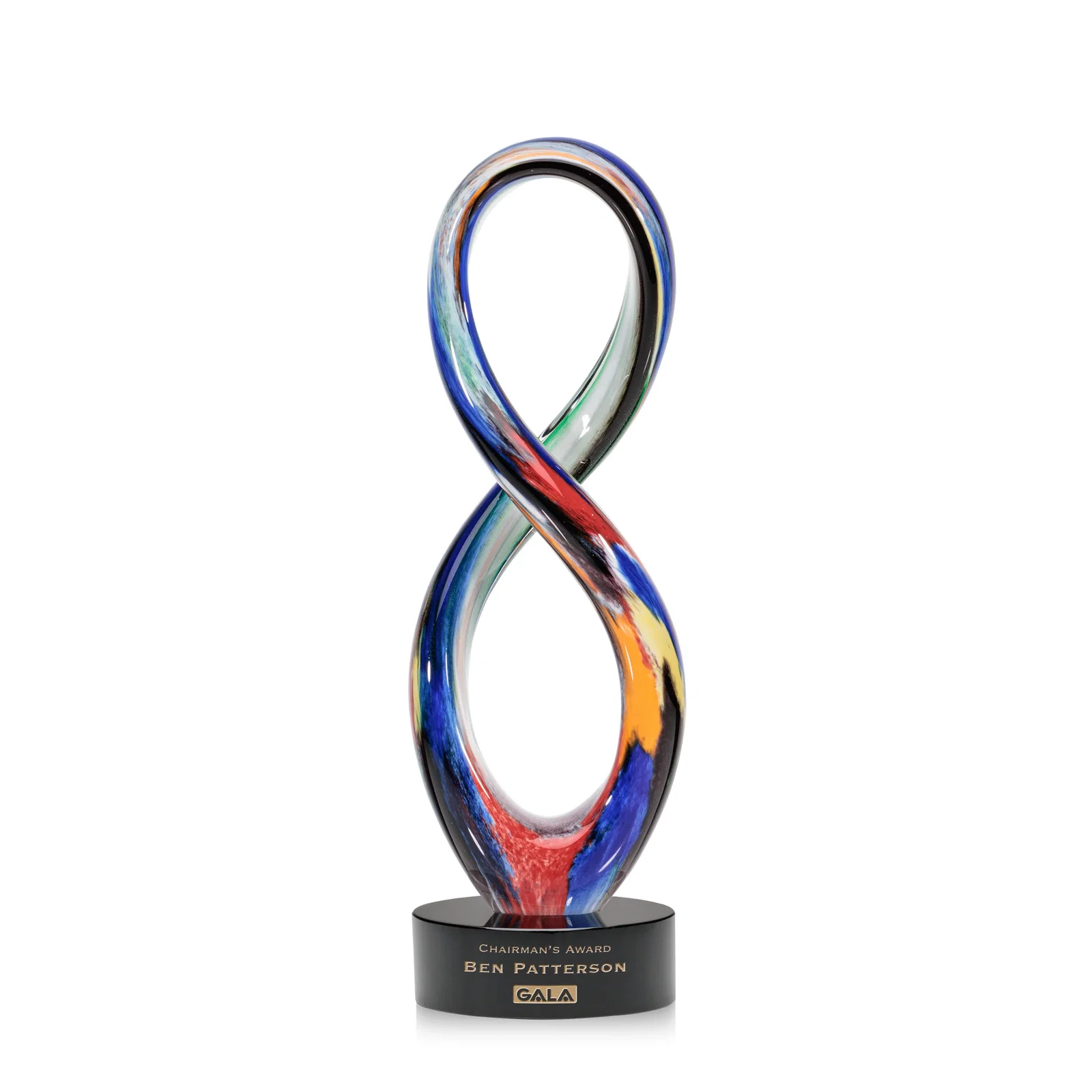 Custom Free Form Art Glass and Optical Crystal Sculpture Award for company anniversary events