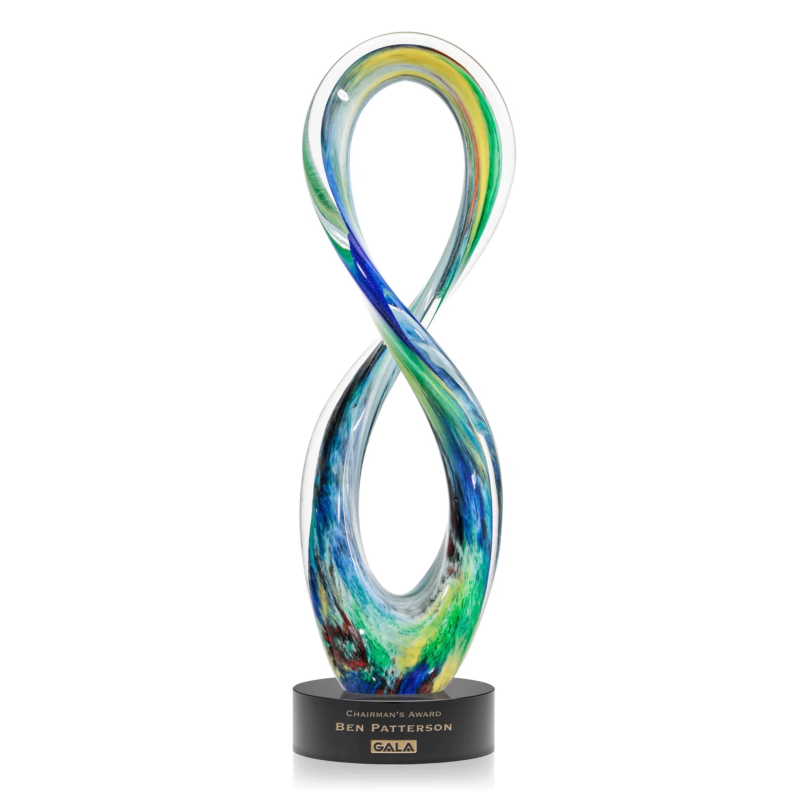 Personalized Free Form Art Glass and Optical Crystal Sculpture Award for employee recognition