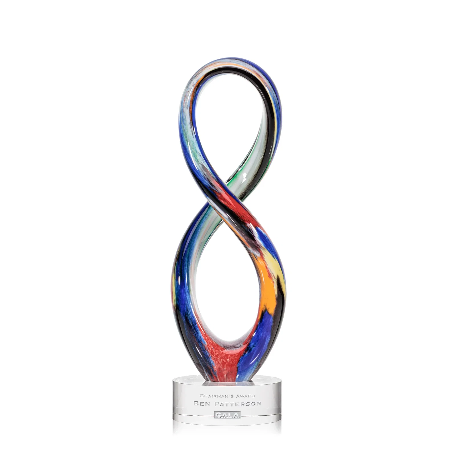 Custom Free Form Art Glass and Optical Crystal Sculpture Award for service anniversary gifts