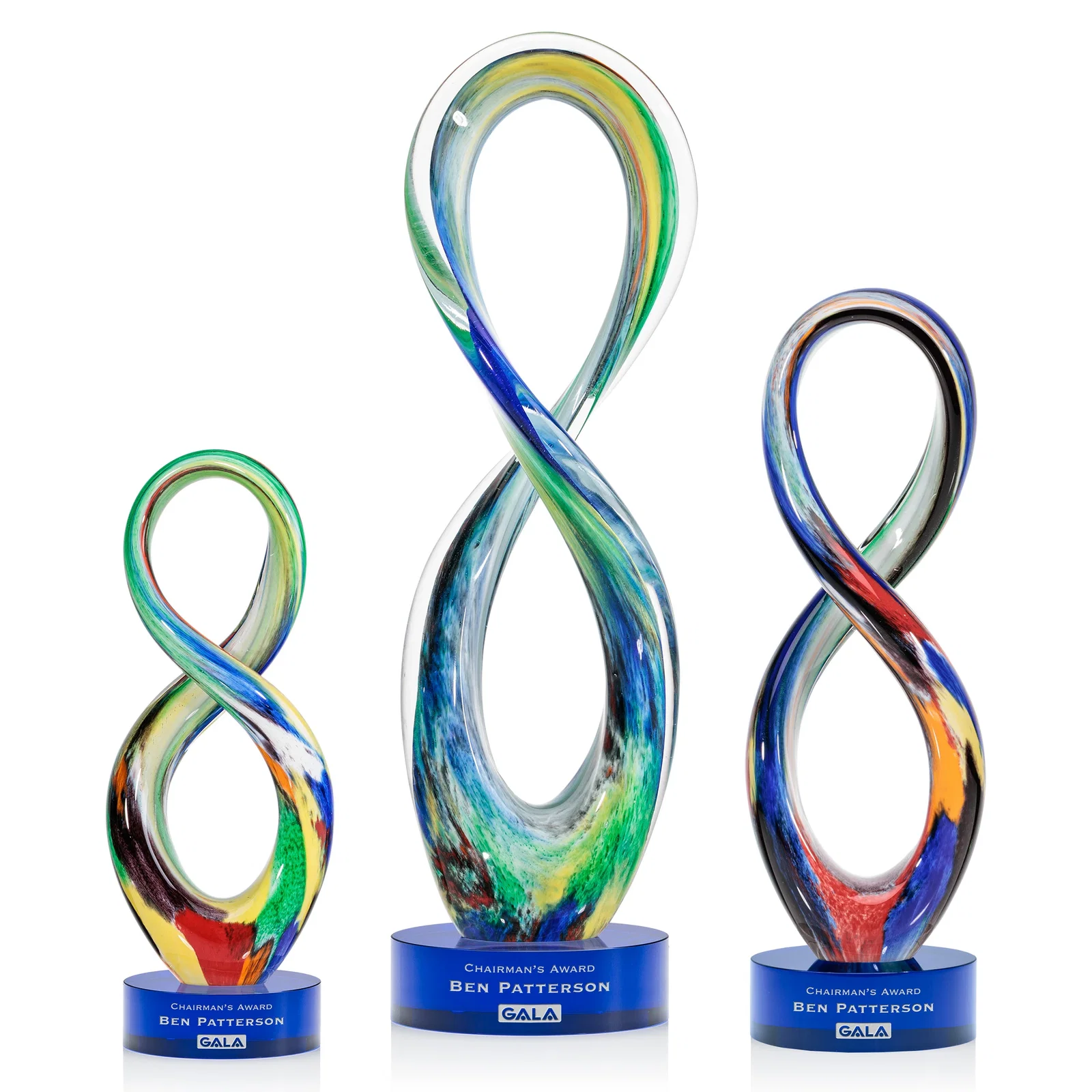 Custom Free Form Art Glass and Optical Crystal Sculpture Award for team milestone celebrations