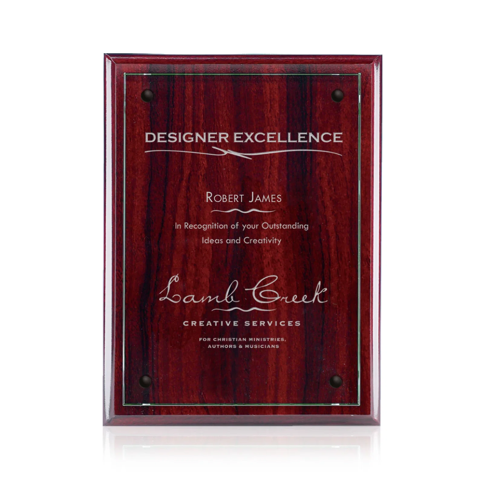 Custom Jade Glass Wall Plaque on a Black Wood-Product Backing for volunteer appreciation