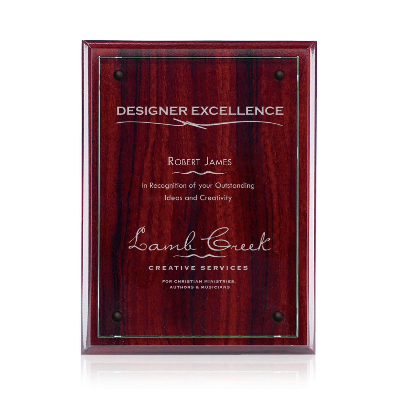 Custom Jade Glass Wall Plaque on a Black Wood-Product Backing for dealer and partner awards