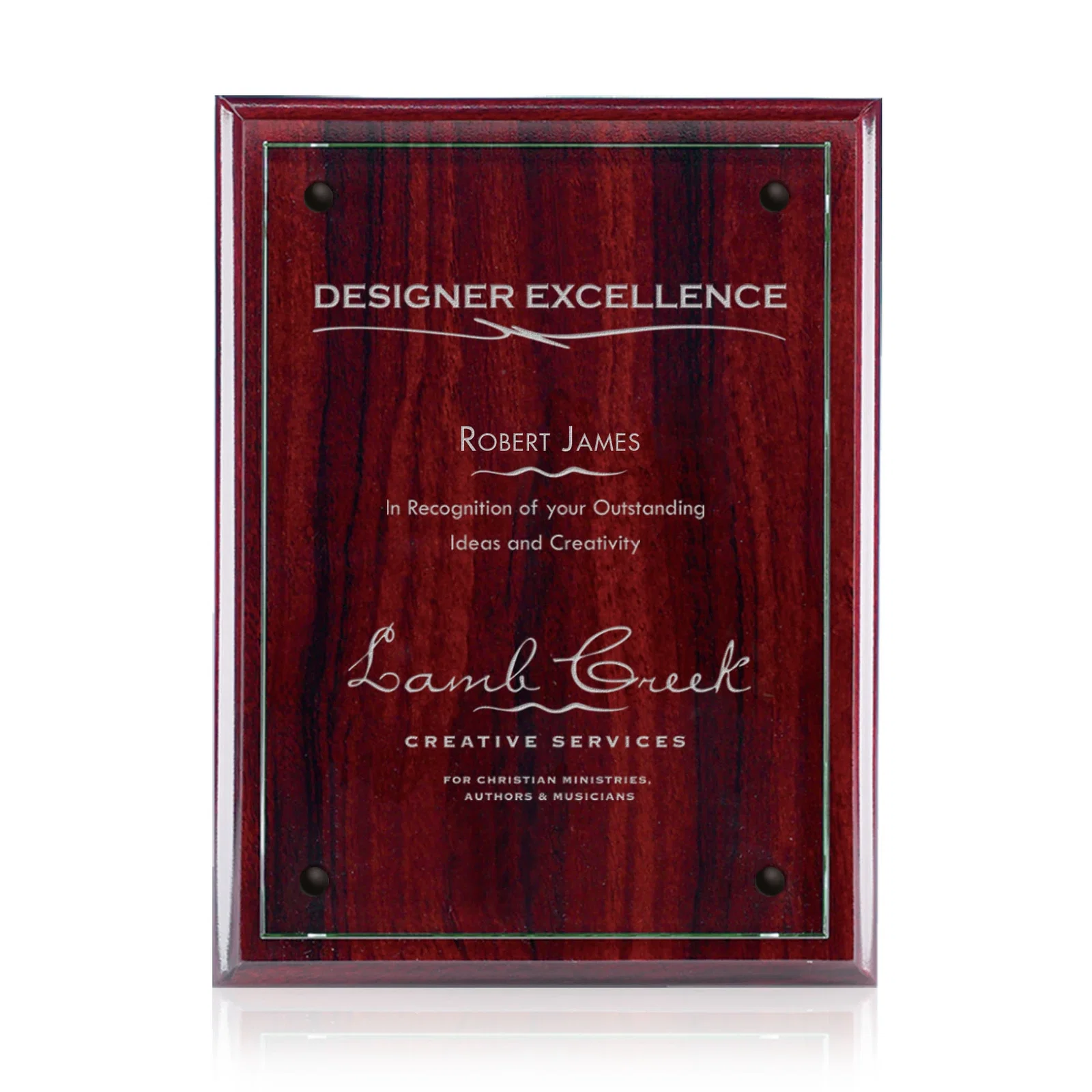 Custom Jade Glass Wall Plaque on a Black Wood-Product Backing for company anniversary events