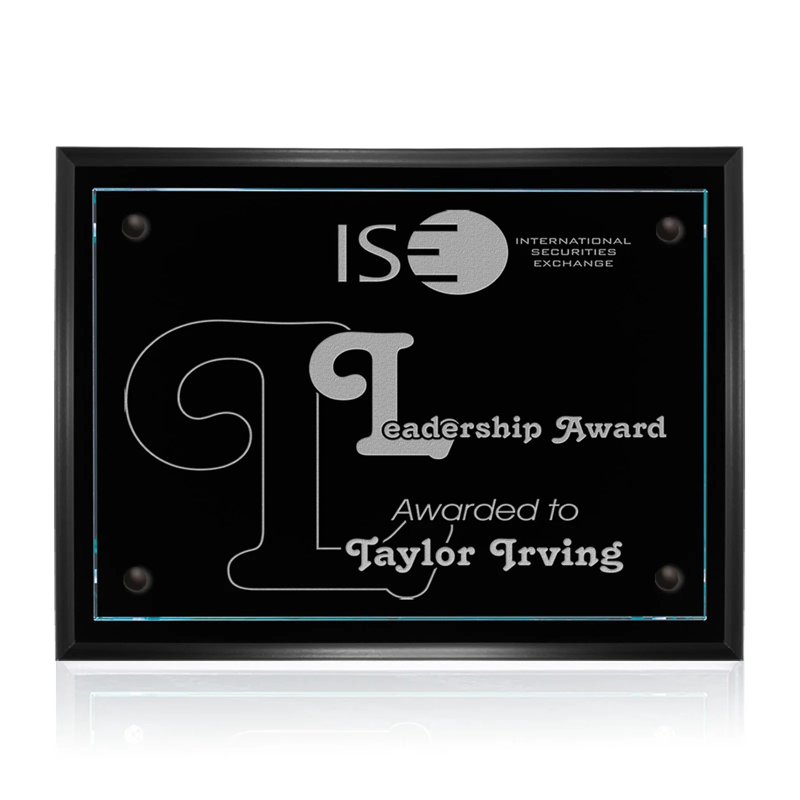Custom Starfire Glass Wall Plaque on Black Wood Backing for donor appreciation