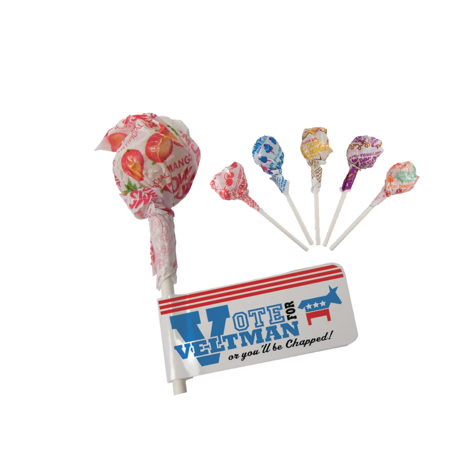 Candy pop shown beside its full-color printed box