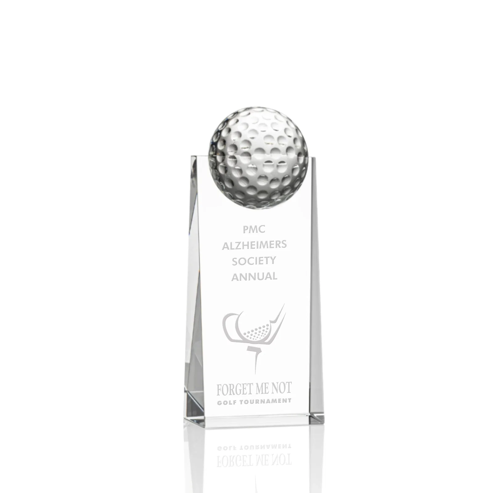 Custom Optical Crystal Tower Award with Domed Ball in 6 to 12 Inch Heights for corporate award ceremonies