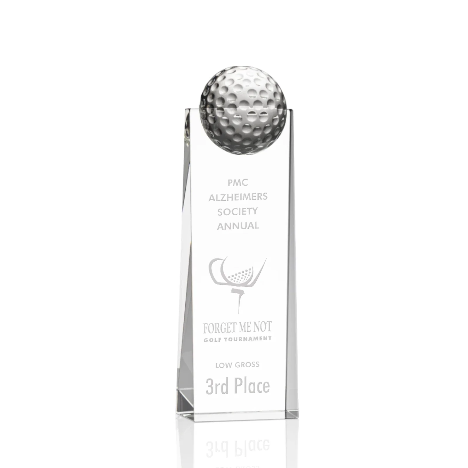 Custom Optical Crystal Tower Award with Domed Ball in 6 to 12 Inch Heights for service anniversary gifts