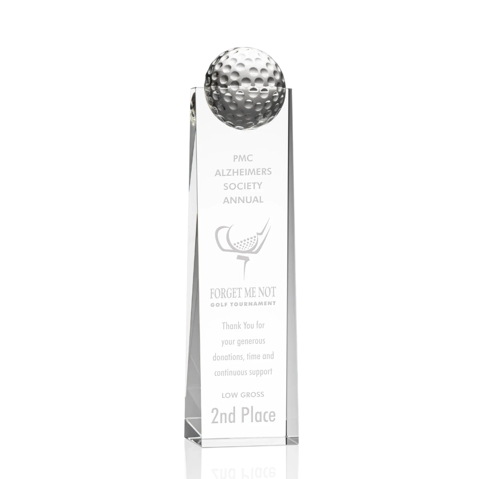 Custom Optical Crystal Tower Award with Domed Ball in 6 to 12 Inch Heights for sales achievement awards