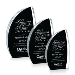 Clear Acrylic Award with Side Peak and Black Backing
