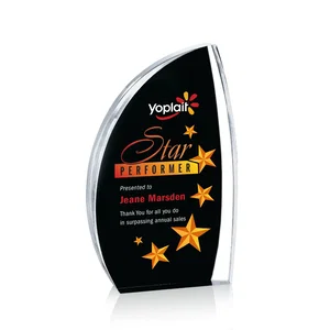 Clear Acrylic Award with Side Peak and Black Backing