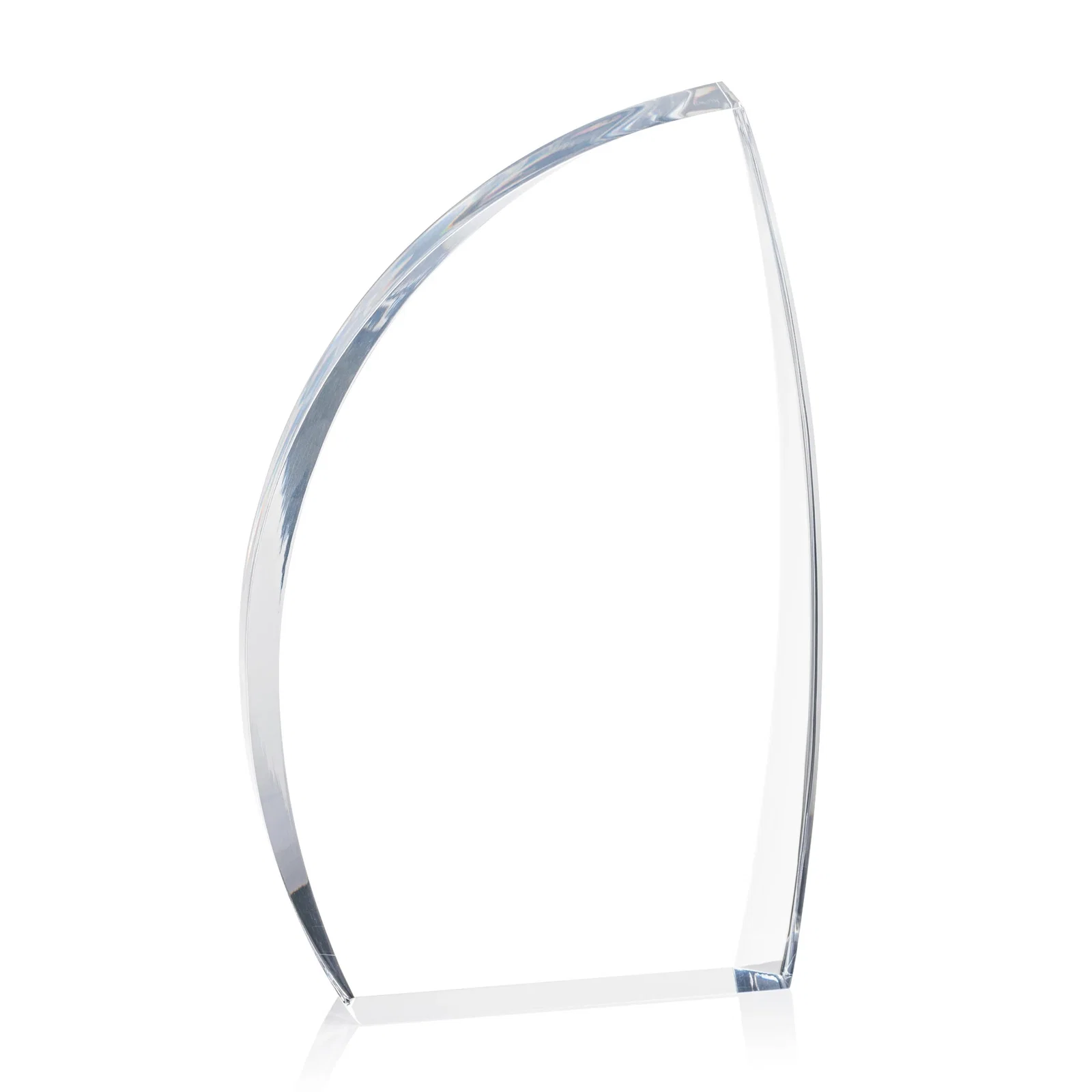 Promotional Clear Acrylic Award with Side Peak and Black Backing for retirement presentations