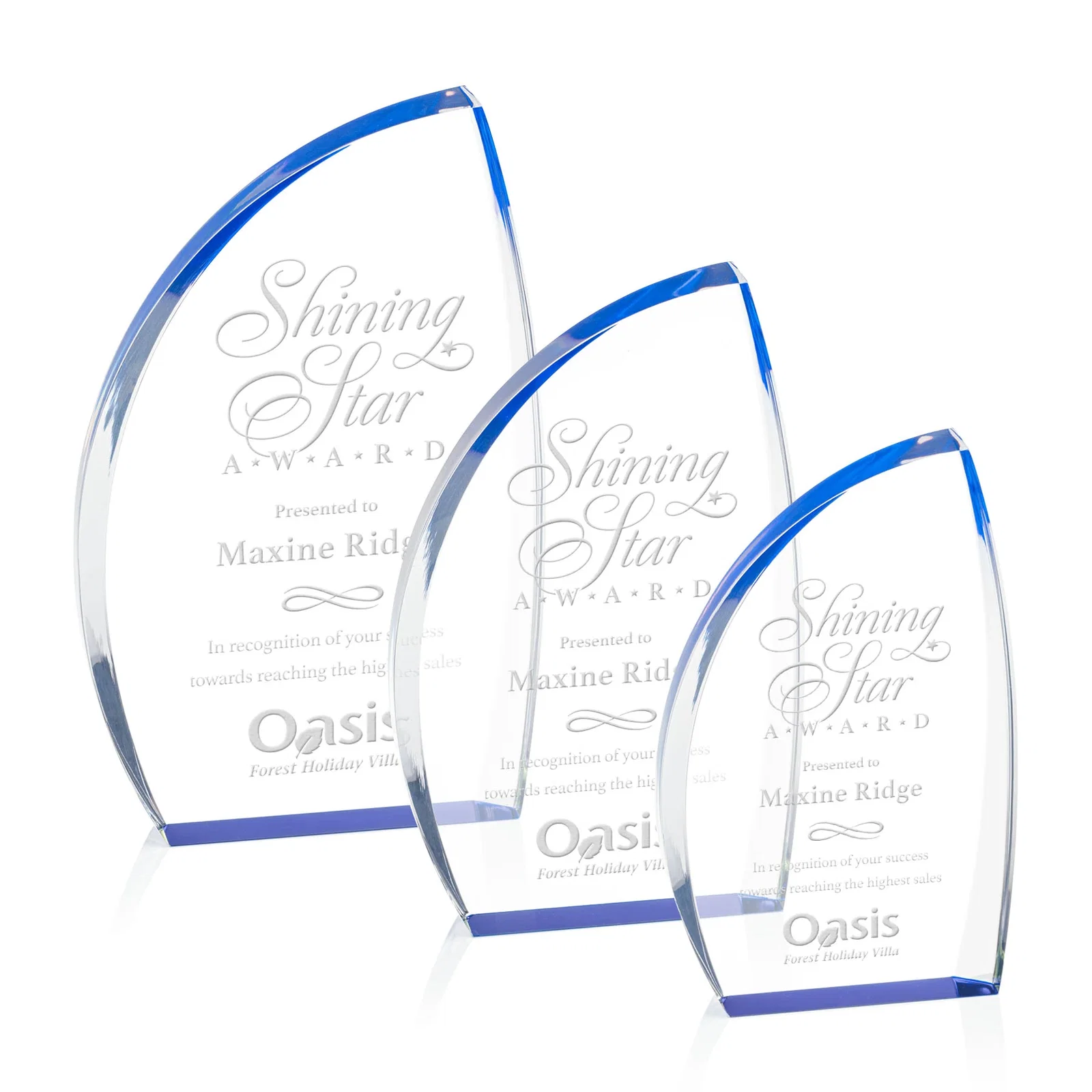 Custom Clear Acrylic Award with Side Peak and Black Backing for safety achievement programs