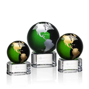 Color-Filled Continent Crystal Globe Award on Paragon Base