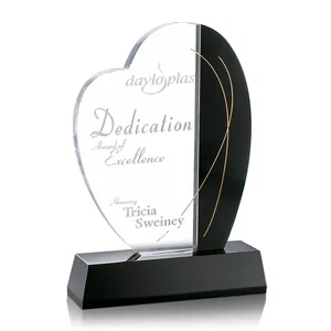 Black and Clear Optical Crystal Award on Matching Black Base