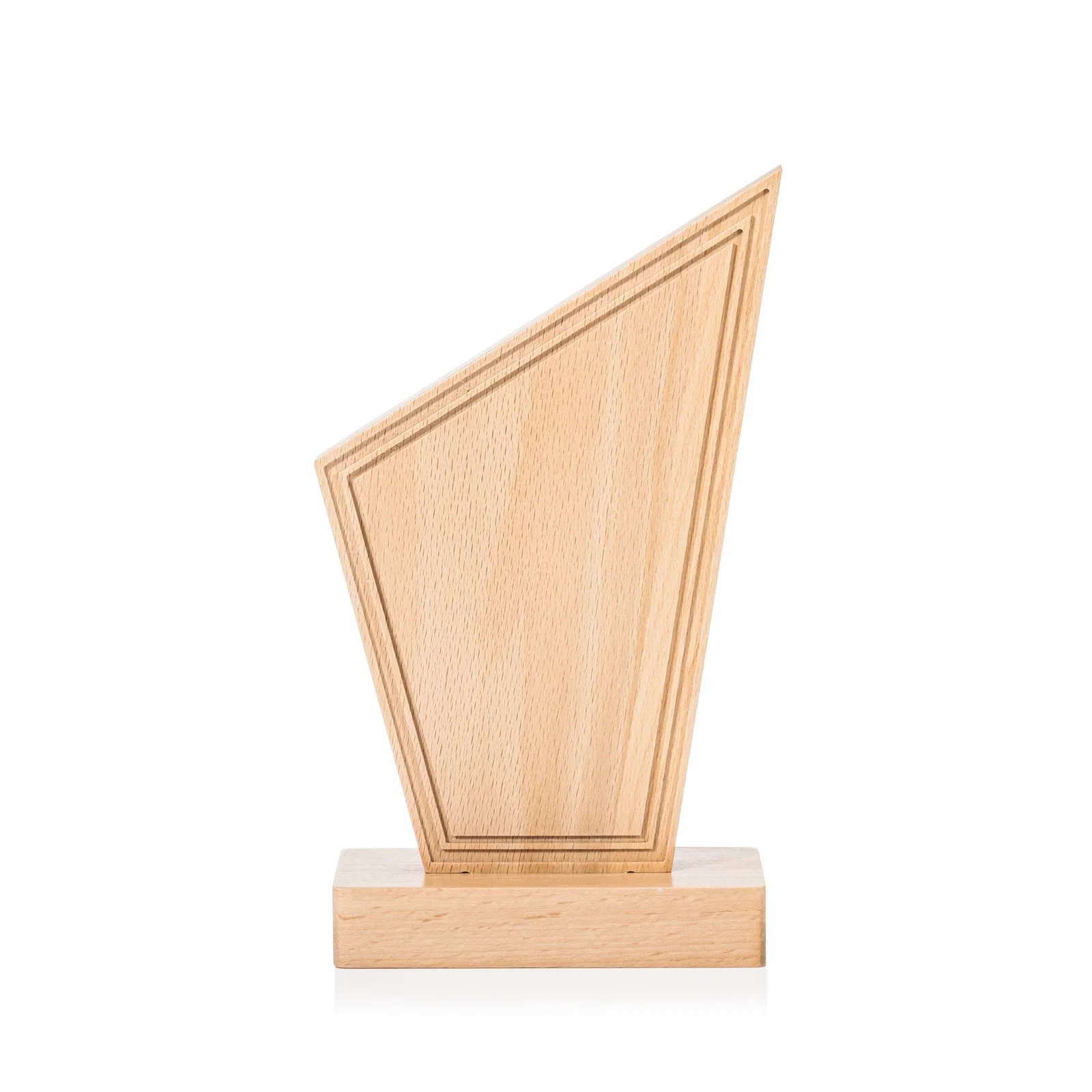 Personalized Beechwood Peak Award with Lined Groove Edge for employee recognition