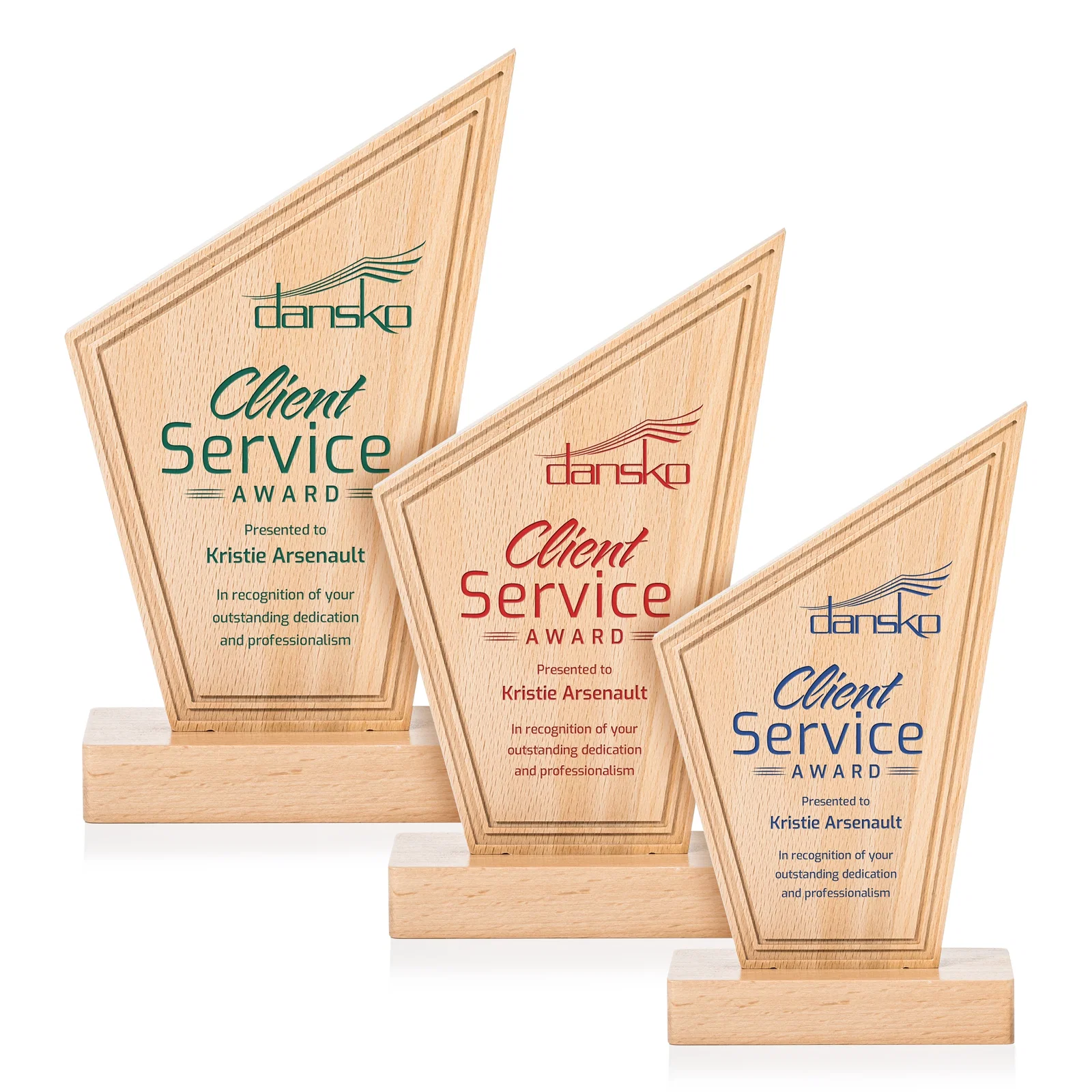 Custom Beechwood Peak Award with Lined Groove Edge for retirement presentations