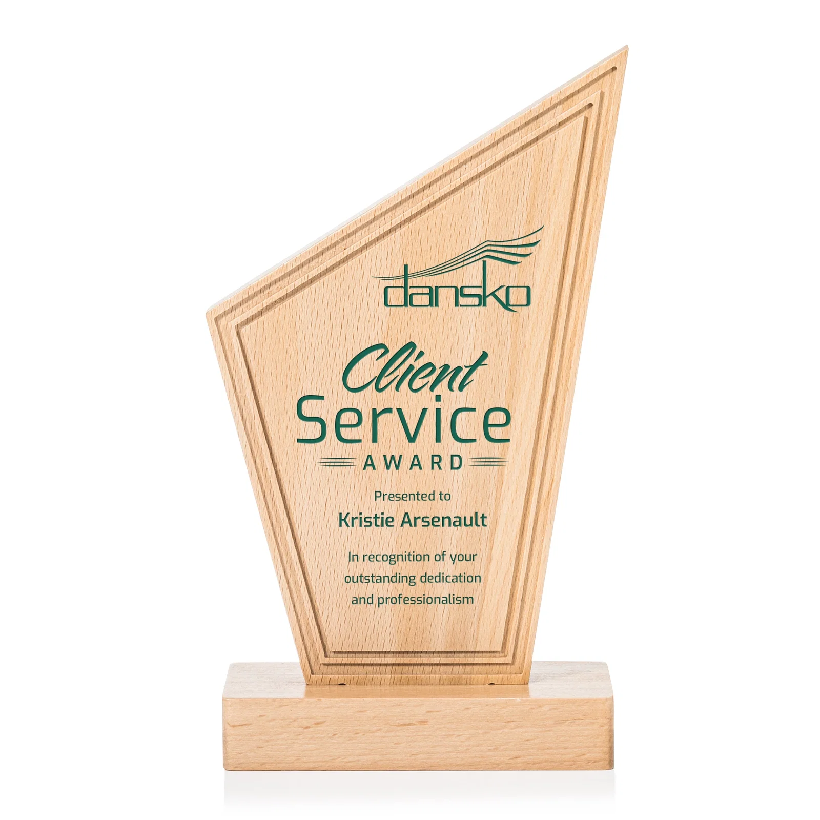 Custom Beechwood Peak Award with Lined Groove Edge for graduation ceremonies