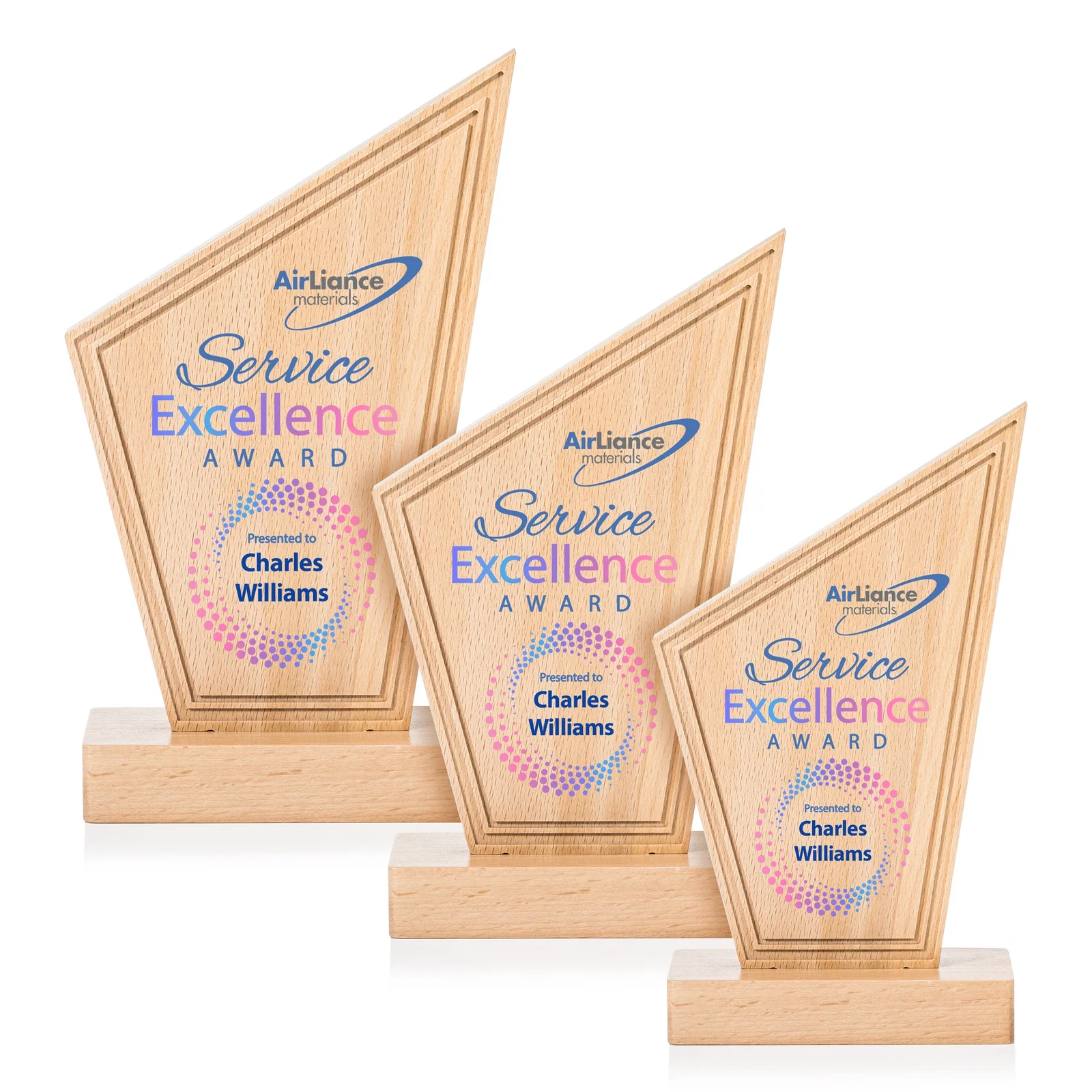 Custom Beechwood Peak Award with Lined Groove Edge for safety achievement programs